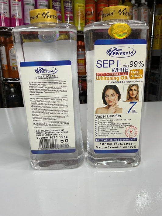 Veet Gold Sepi White Super Whitening Face Body Corrector Oil 1000ml