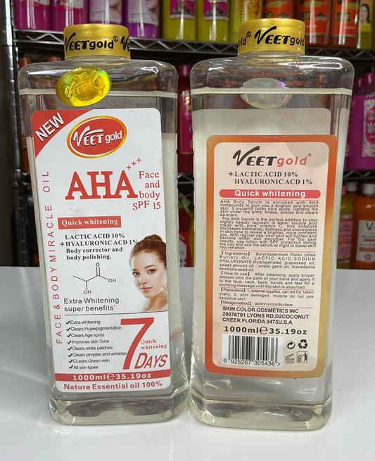 Veetgold AHA Oil for Face & Body – Veetgold Glowing and Brightening Formula, helps in dark Spot reduction and Deep MOISTURIZER 1000ml