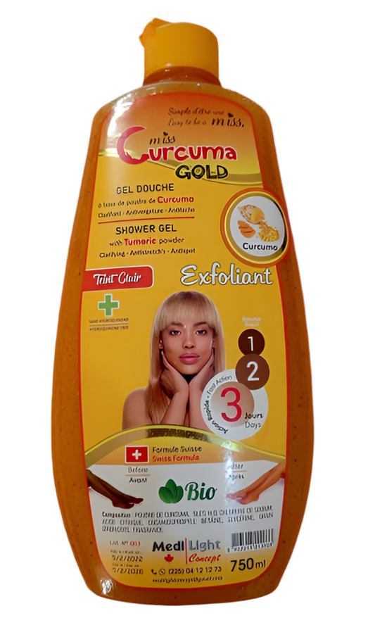 MISS CURCUMA GOLD clarifying anti-stretch mark exfoliating shower gel with turmeric