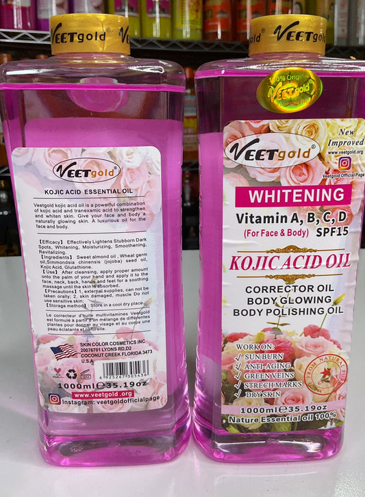 Veet Gold Kojic Acid oil Vitamin A,B,C,D whitening Oil 1000 ml