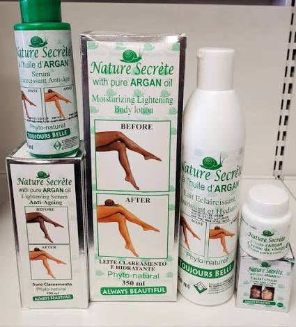 Nuture Secrete Argan lightening Moisturizing Body Lotion With Pure Argan Oil + Serum + Face Cream(bundle)